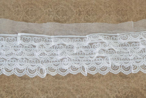 White Tier Lace Mesh Trim by the yard NLT00025